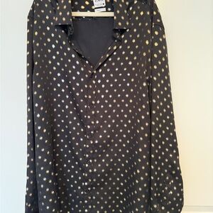 Zara Black Top with Metallic Dots